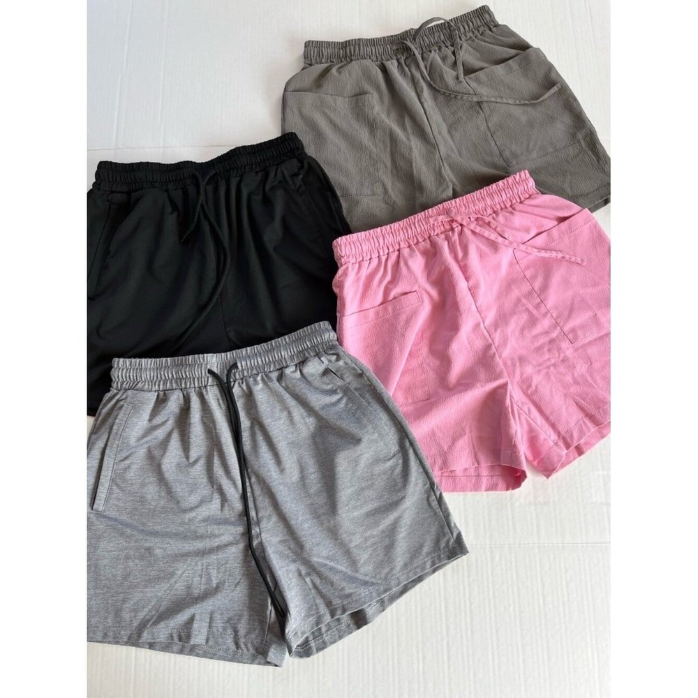 Bundle 4‎ Shorts Sz S Pull On Elastic Waistband Drawstring Zip & Open Pockets